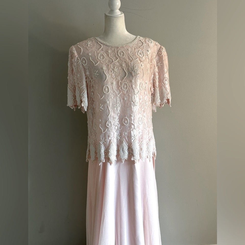 Pink Beaded Formal Wear Evening Gown Sz 1X
